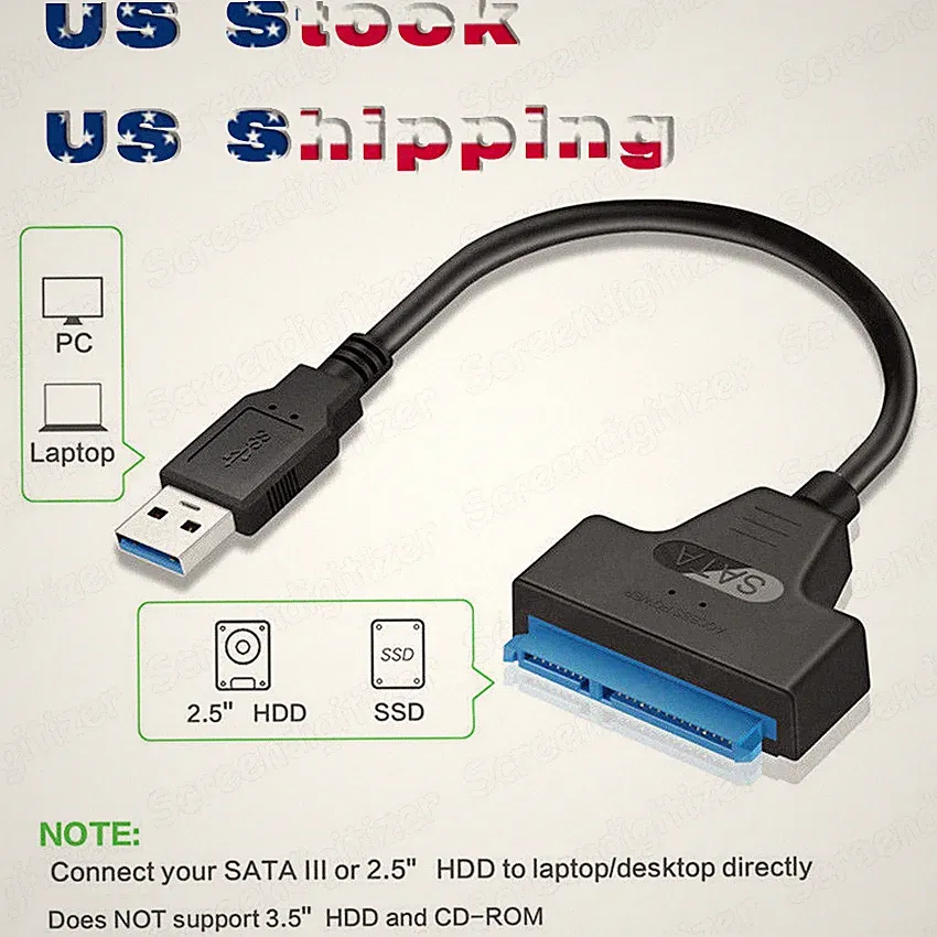 USB 3.0 To 2.5" SATA III Hard Drive Adapter Cable-SATA To USB3.0 Converter Black