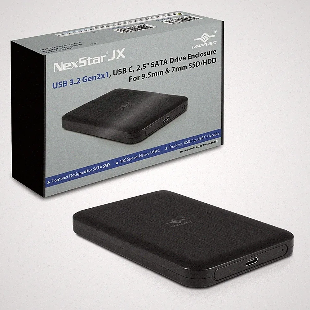 Vantec NexStar JX Series, USB 3.2 Gen2x1, USB C, 2.5" SATA Drive Enclosure